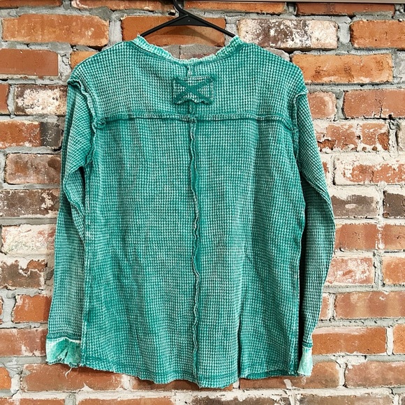 Zenana Washed Out Button-Up Long Sleeve Waffle Knit Tops Size Small - Picture 15 of 15